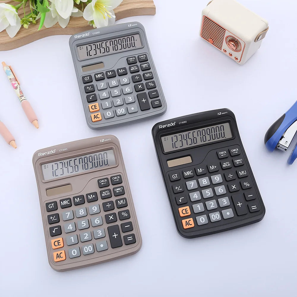 12 digit large LCD display calculator standard function calculator, dual power supply of solar energy and battery