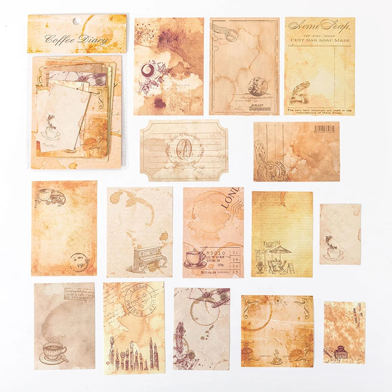 Yoofun 30pcs/pack Vintage Letter Burned Material Paper Pack Retro Memo Pads Notes Notepad Diary Scrapbooking Collage Journal