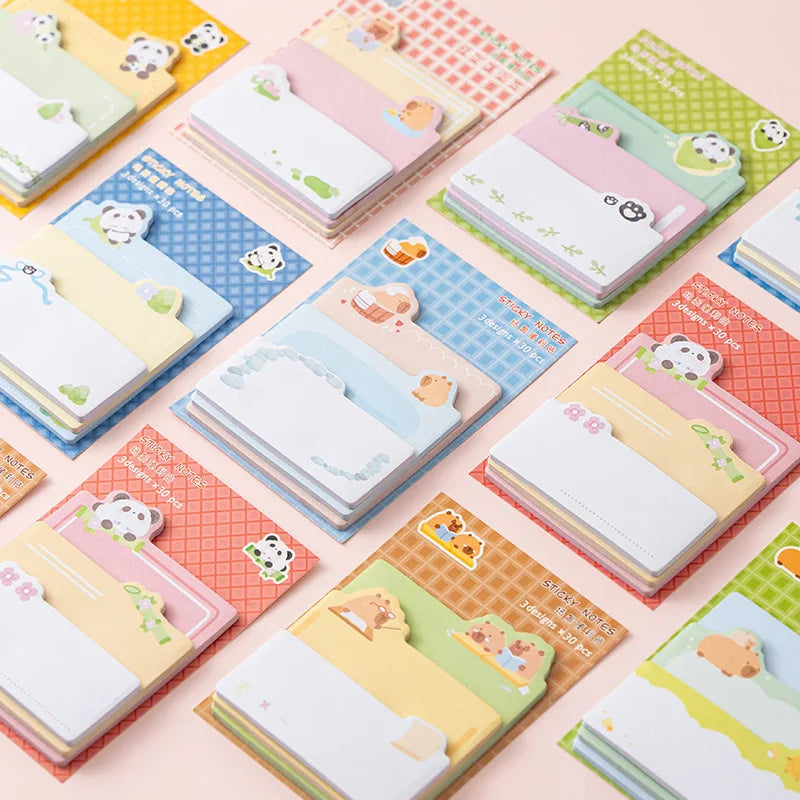Office School Supplies Cartoon Three Layer Combination Note Creative Sticky Paper Student Mark To Remember Things N Times Lovely