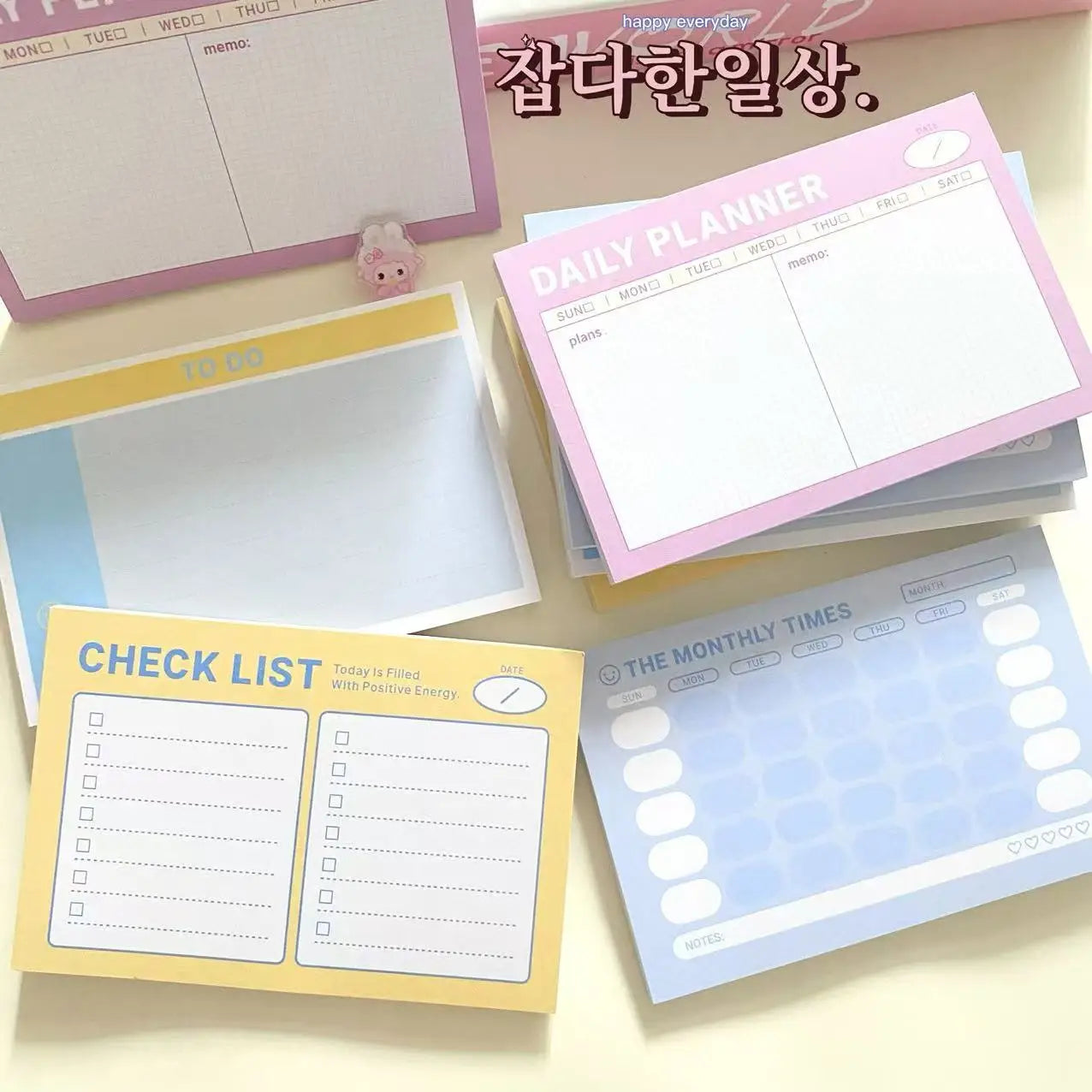 Korean Ins List Series Sticky Notes Memorandum Plan Check-in Manual Account Material Message Paper  Office Accessories