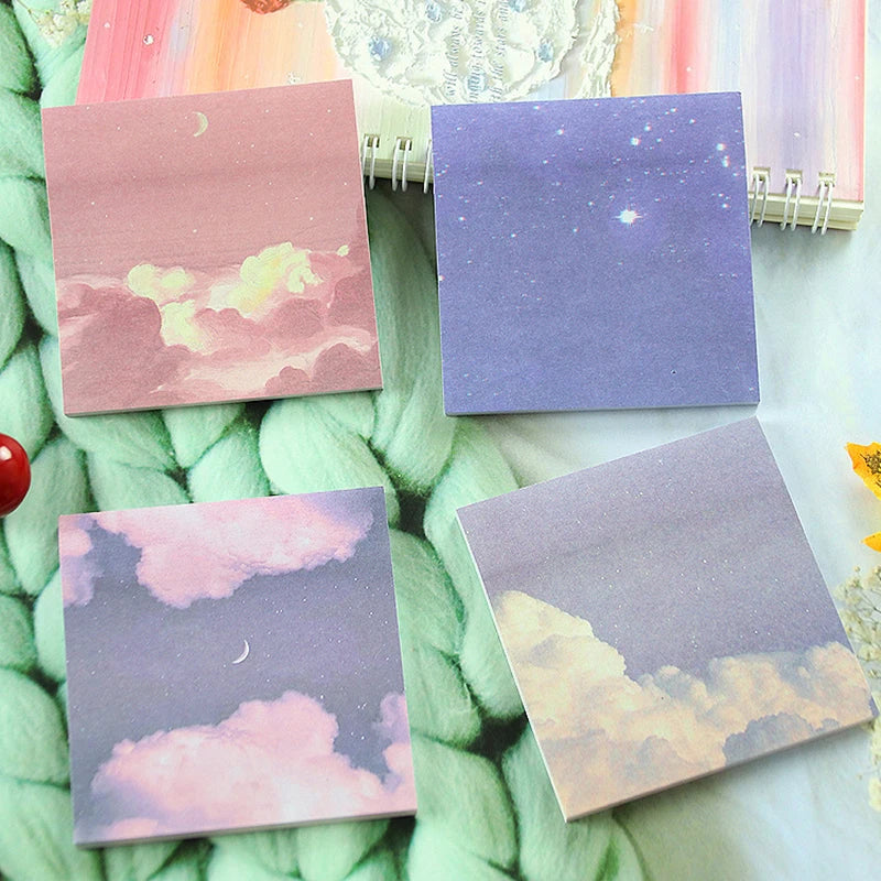 Cute Starry Sky Sticky Notes Memo Pad Stationery Memo Pads Sheets Notepad Stationary Office Decoration Note Pad
